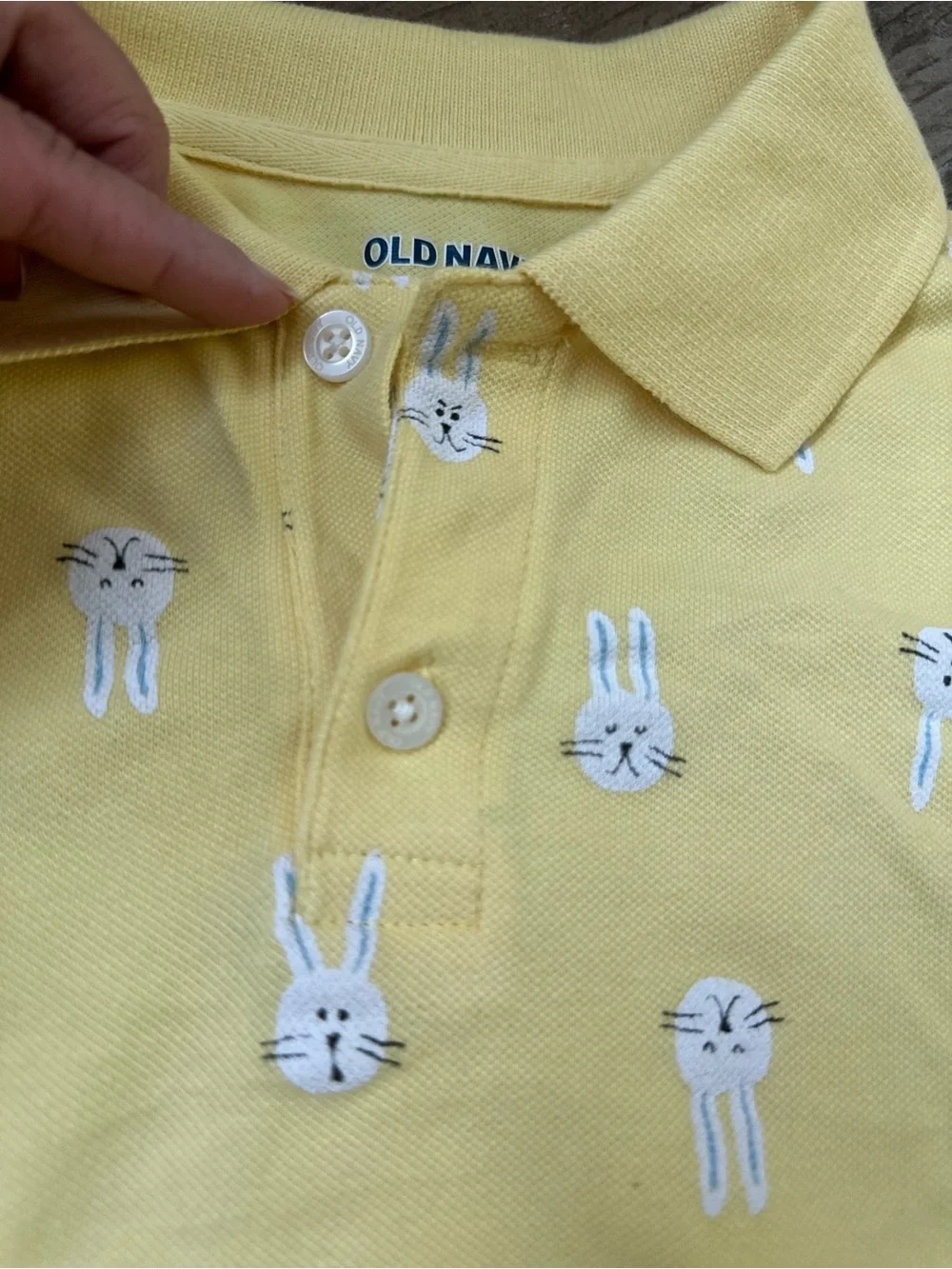 Old Navy Yellow Polo with White Bunny Motif